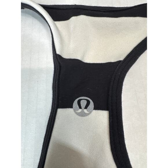 Lululemon Cool Racerback Steep Stripe Black Horizontal Athleisure Size 2 Approx - Picture 4 of 4